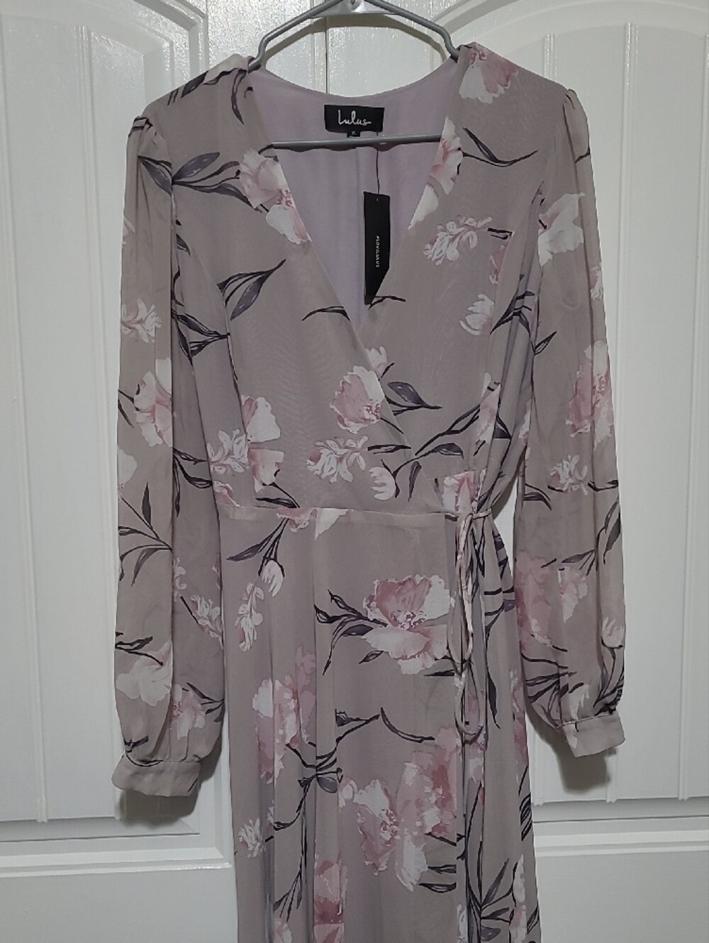 Lulu's Dusty Lavender Floral Wrap Maxi Dress - Picture 3 of 10